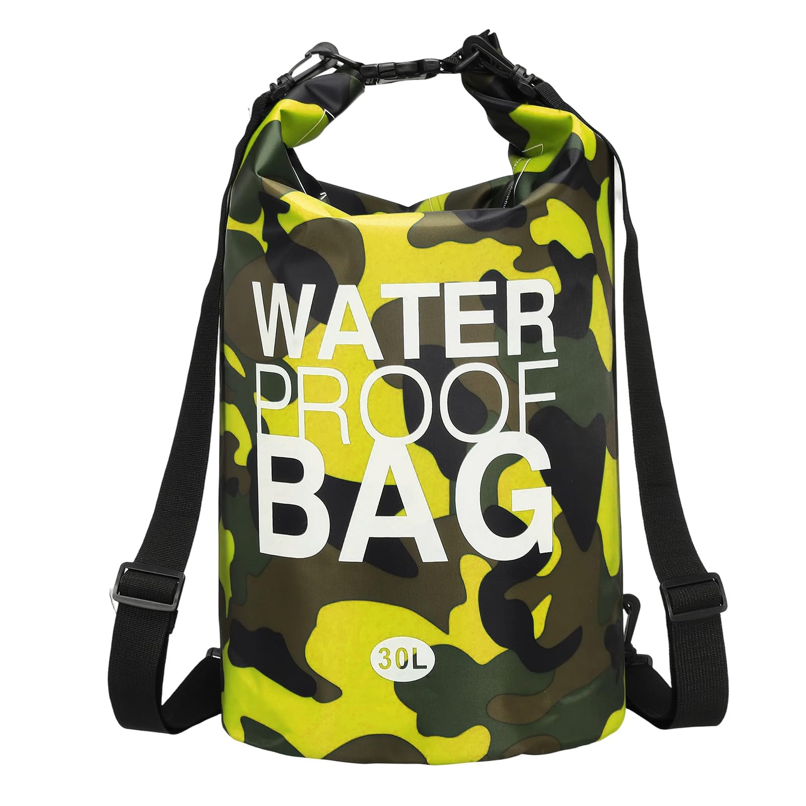 YELARXI Waterproof Dry Bag, 30L Fit for Women Men Water Proof Bags Lightweight Dry Storage Floating Backpack with Whistle for Travel Boating Kayaking (Yellow Camouflage)