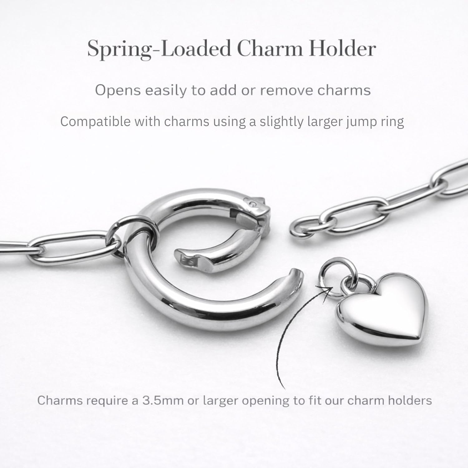 Carabiner Charm Holder Necklace for Women by Ginger Lyne Paperclip Chain Adjustable 18-20" 14kt Gold Plated Stainless Steel Round Spring Clasp Holder Easy Add Charms Lightweight Jewelry Gift for Her - Image 4