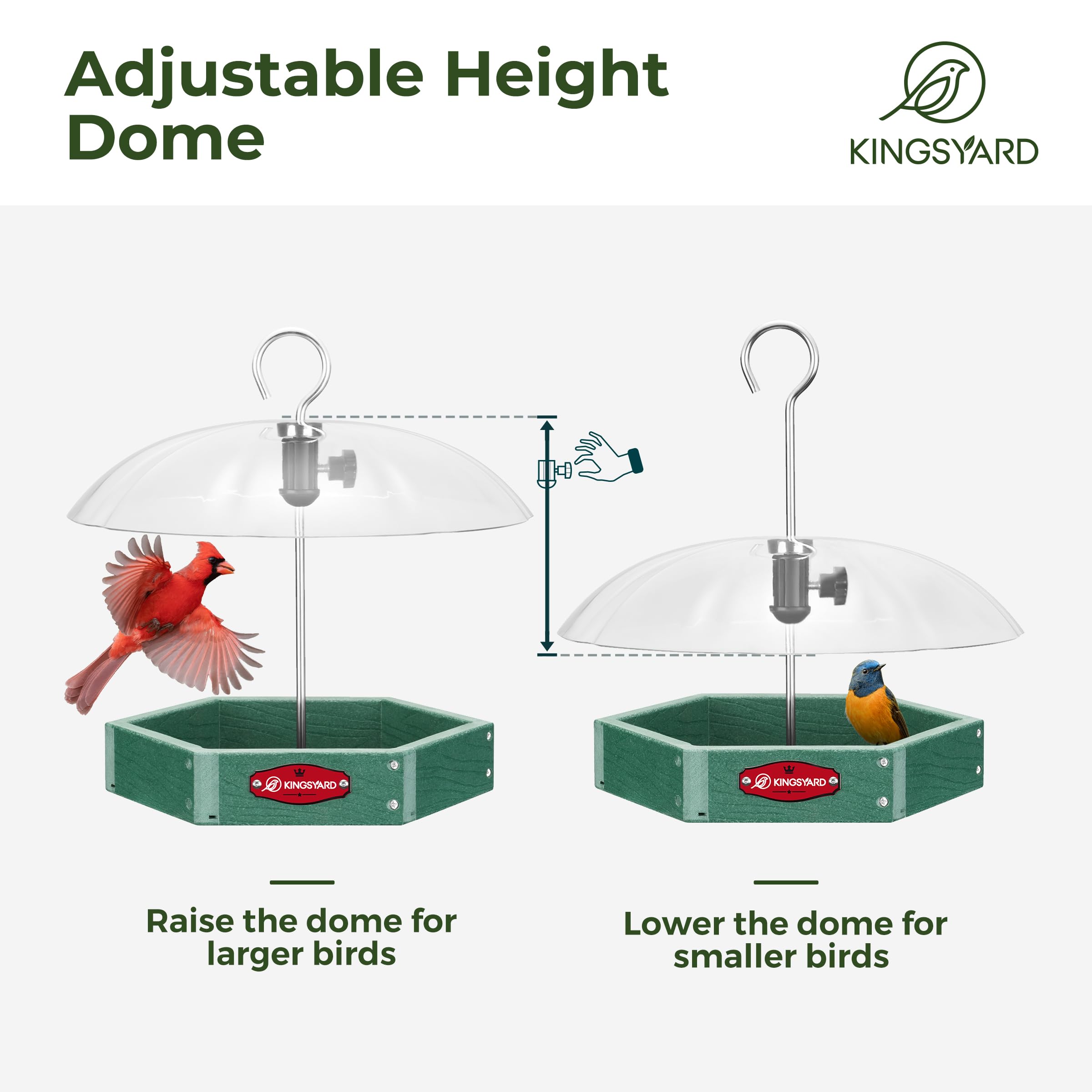 Kingsyard Comedero ajustable para pájaros, plataforma de alimentación de pájaros silvestres de plástico reciclado duradero para colgar al aire libre, regalo ideal para alimentación de pájaros al aire