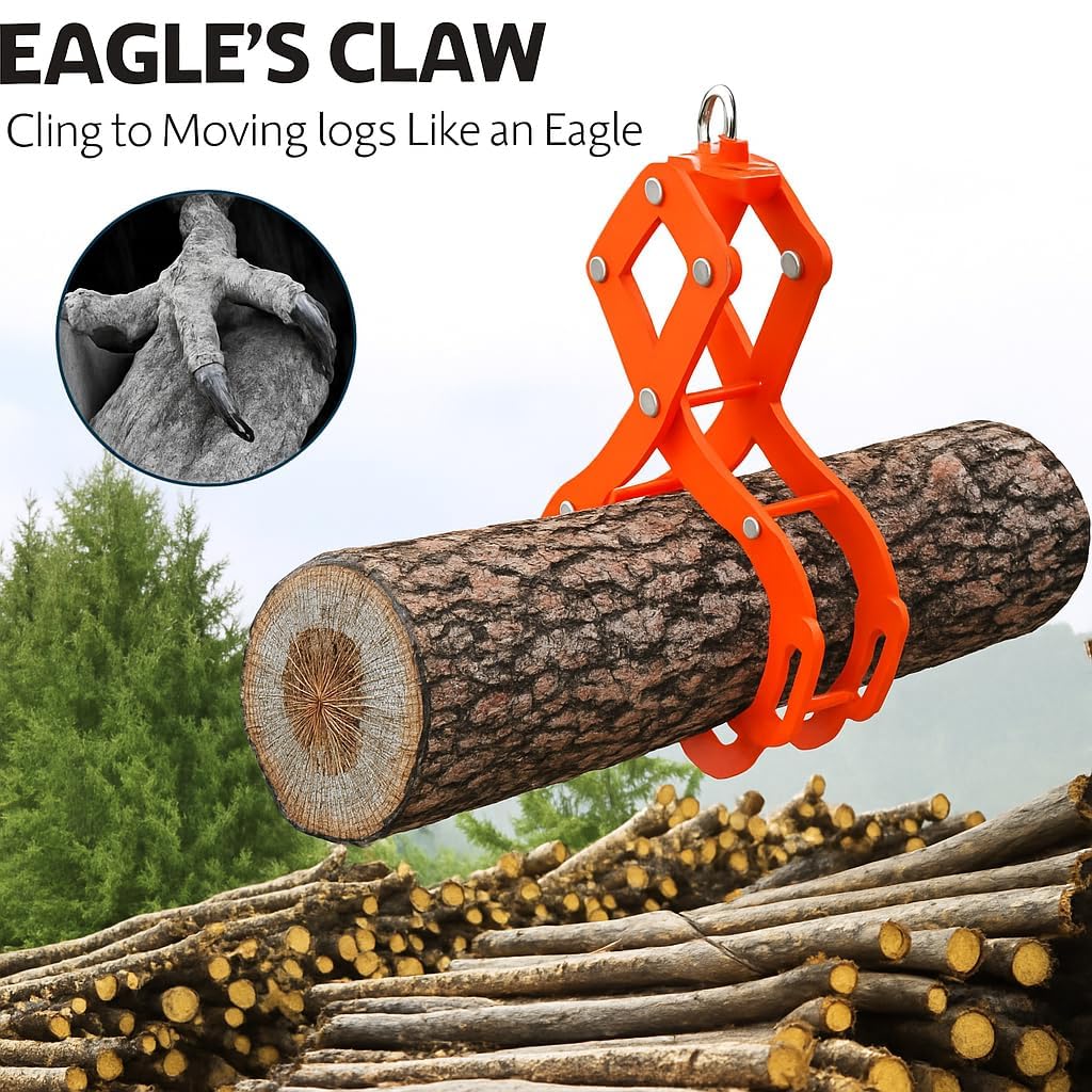 Garvee Pince à grumes robuste 4 griffes – Capacité 1270 kg – Acier anti-rouille, levage et débardage du bois – Outil agricole pro pour tracteur, camion, quad – Taille : 32 pouces