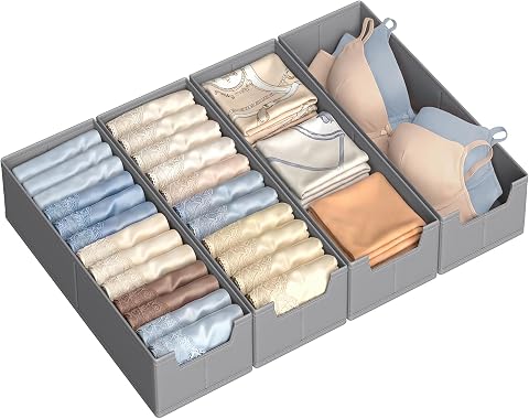 SONGMICS Organizer Cassetti Pieghevole, Set di 4, 40 x 17 x 10 cm