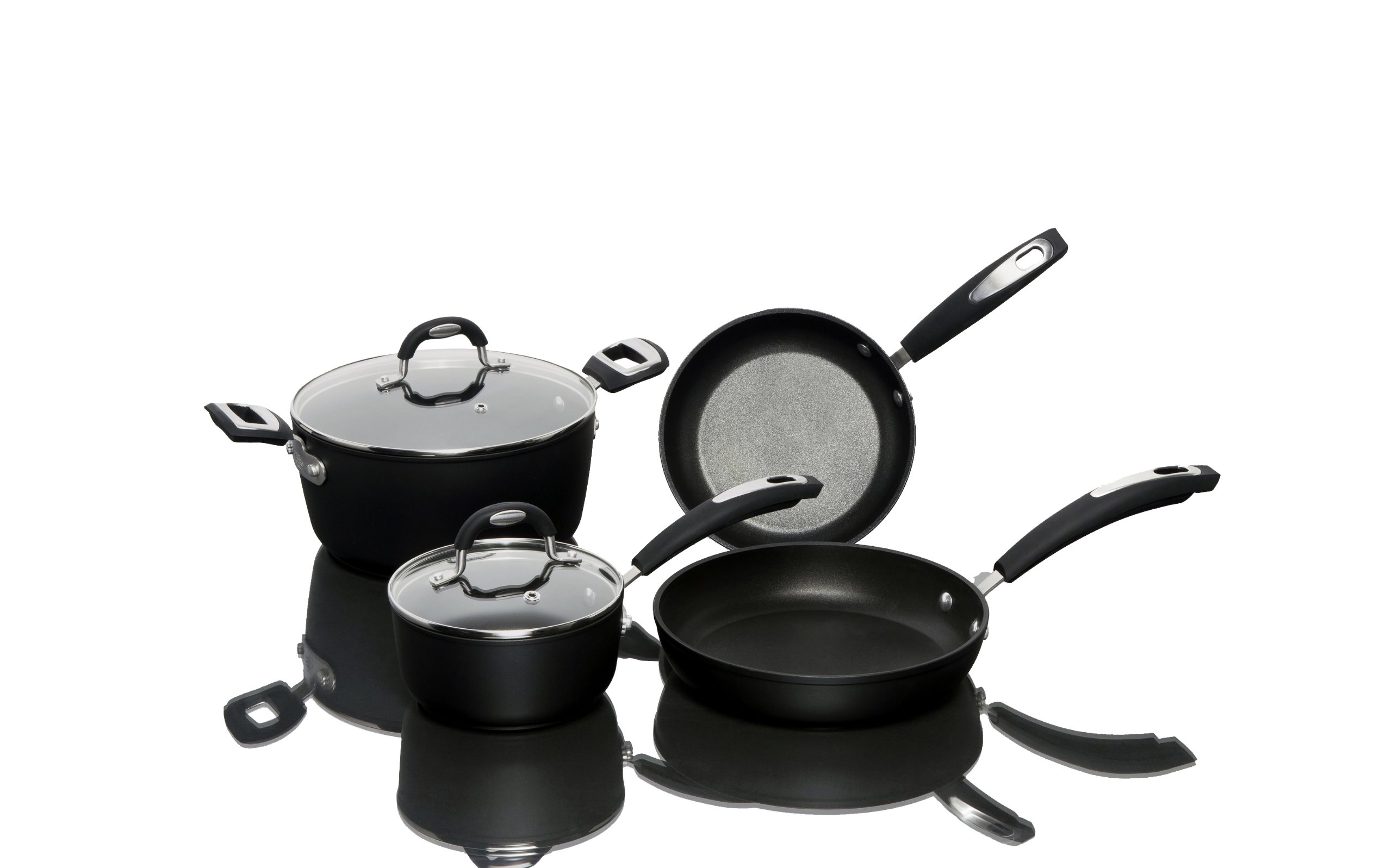 Ballarini Taormina 6-teiliges Kochgeschirr-Set mit lebenslanger Garantie, Pfanne + Kochtopf, Schwarz