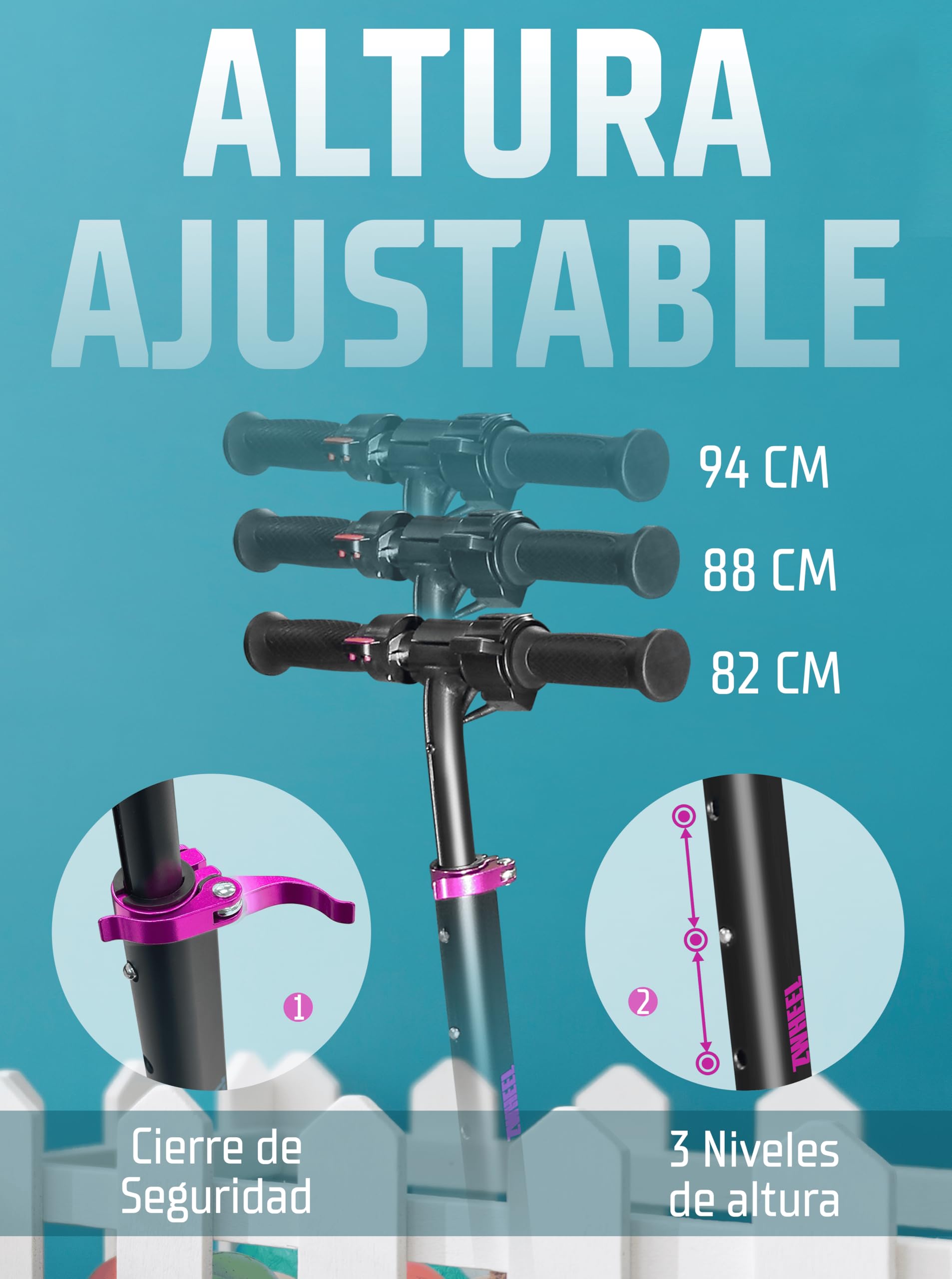 ZWHEEL ZTOY SUPERKID | Patinete Eléctrico para Niños & Niñas - Altura Ajustable - hasta 70kg - 150W, 10km Autonomía, 19km/h, Luces RGB, Doble Freno - Ruedas Antipinchazo — view 5