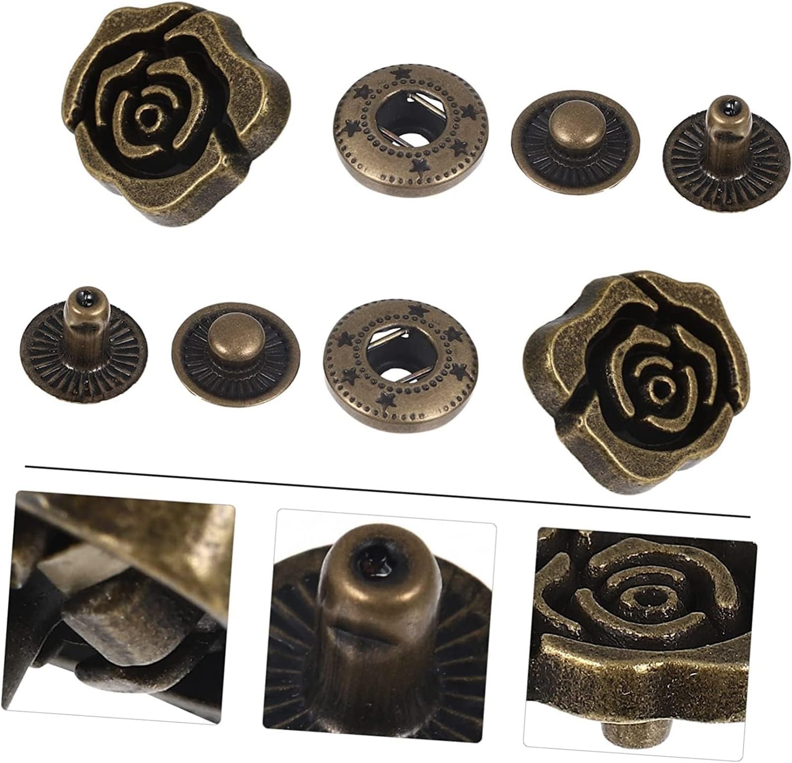 Broches para Tela, Botones a presión, Cierres for Ropa, Bricolaje, 10 Juegos tridimensionales