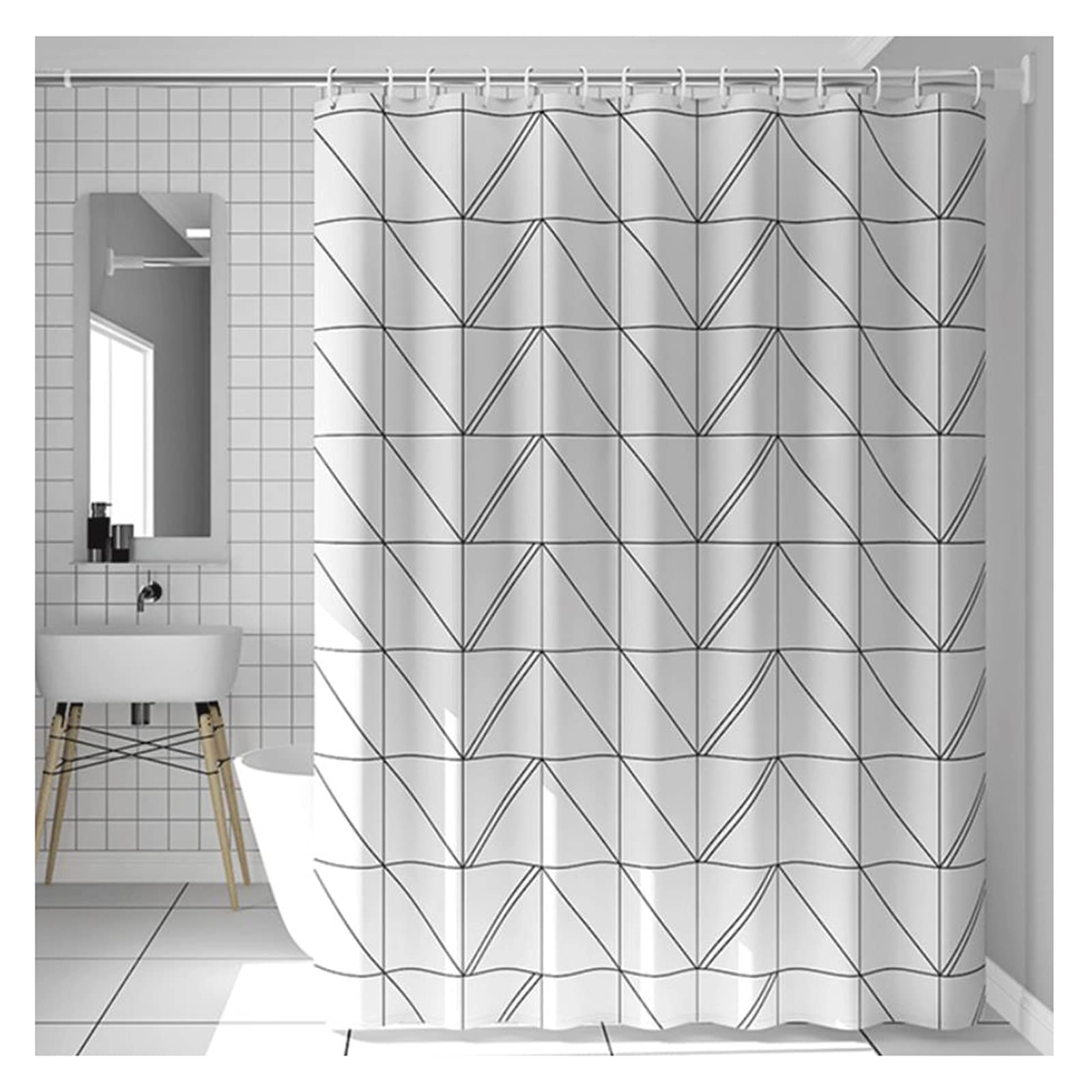 Rideau de douche imperméable anti-éclaboussures avec crochets rideaux de séparation