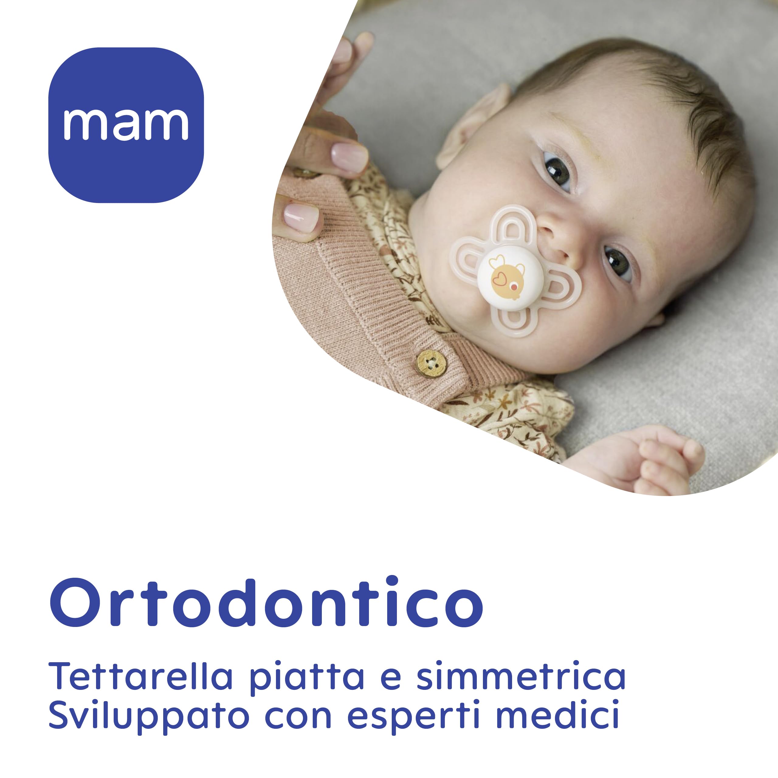 MAM Perfect Ciuccio misura 2-6 mesi, Tettarella in Silicone SkinSoft, Bio-circolare, con Custodia Porta Succhietto, Blu