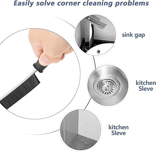 Miniatura 4 de 5 cepillos de limpieza de hendiduras, herramienta multifuncional de limpieza de huecos, cepillo de limpieza de hendiduras de cerdas duras para baño,