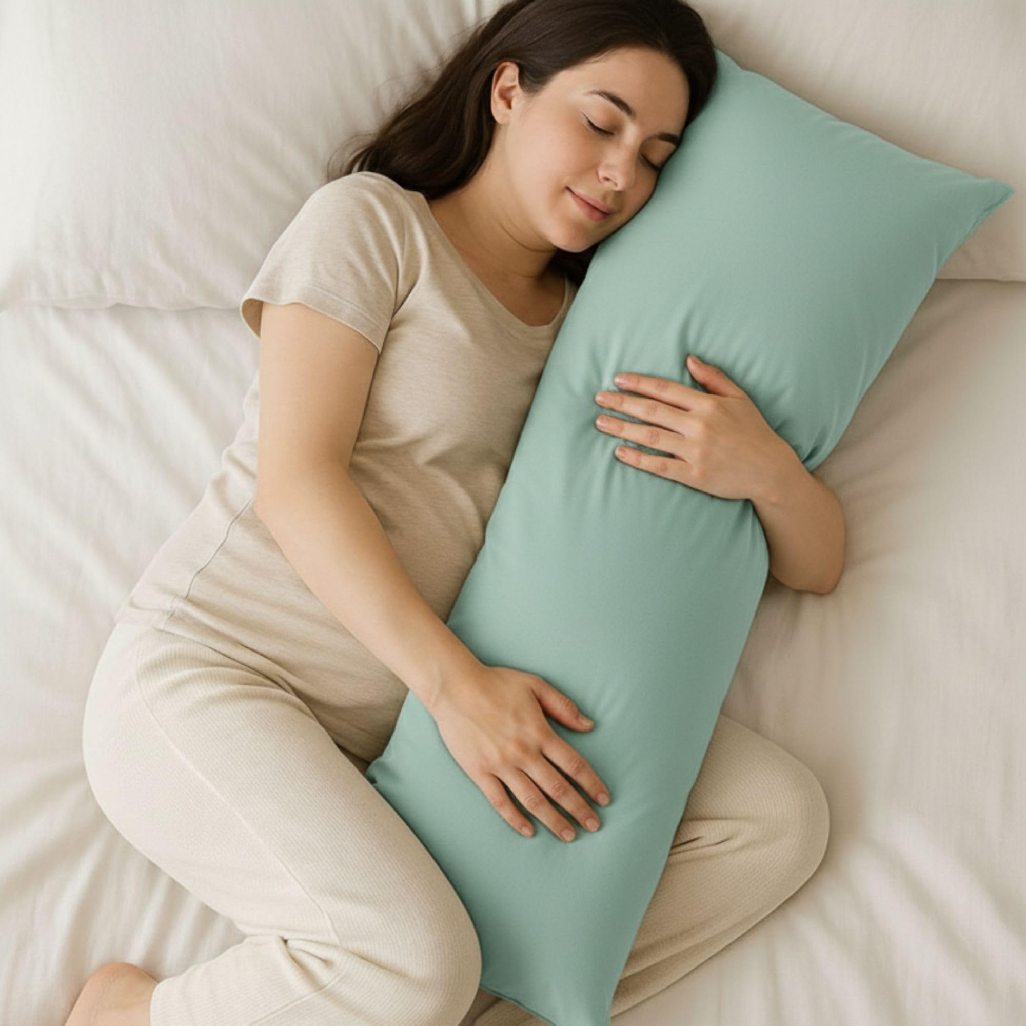 Crazypriceuk Polycotton Bolster Pillow Case Cover – Soft, Durable & Machine Washable Pillowcase to Fit Single, Double, King & Super King Bolster Pillows (Double 54 Inch, Mint Green)