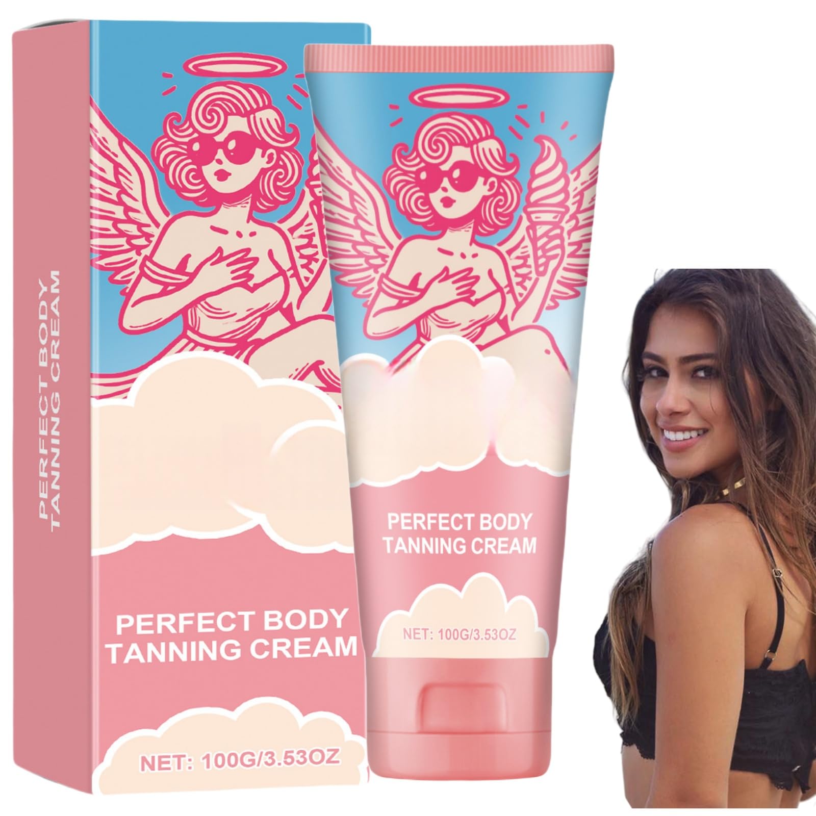 Perfect Body Tanning Cream,Tanning Accelerator,T/anning Moisturiser,Hydrating Sunbed Cream,Skin T/anning,Smooth Streak-Free Finish for Face and Body,Moisturiser and Self Ta/nning Lotion,100g