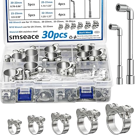 smseace T-Bolt Hose Clamp Assortment Kit