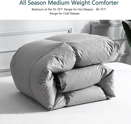 Miniatura 5 de BPC Edredón de plumón tamaño Queen  Edredón de plumón de ganso con relleno y plumas y funda 100% algodón, relleno de edredón para todas las