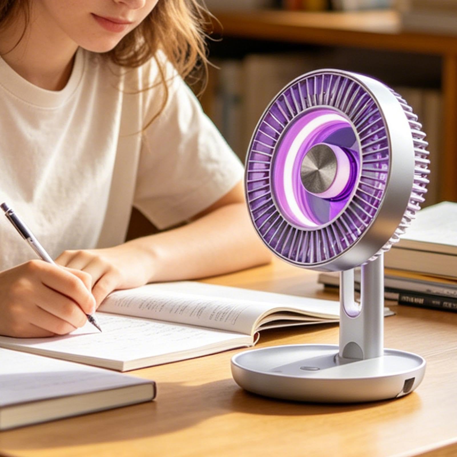 Ventilatore USB Da Scrivania 5 Velocità Ventilatore Silenzioso Pieghevole | Ventilatore Da Scrivania per auto viaggi casa comodino lavoro computer