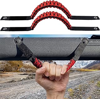 Bronco Grab Handles, Roll Bar Grab Handles with Bronco Emblem for Ford Bronco 2021 2022 2/4 Door, Premiun Paracord Grip Handle, 2Pcs Ford Bronco Accessories