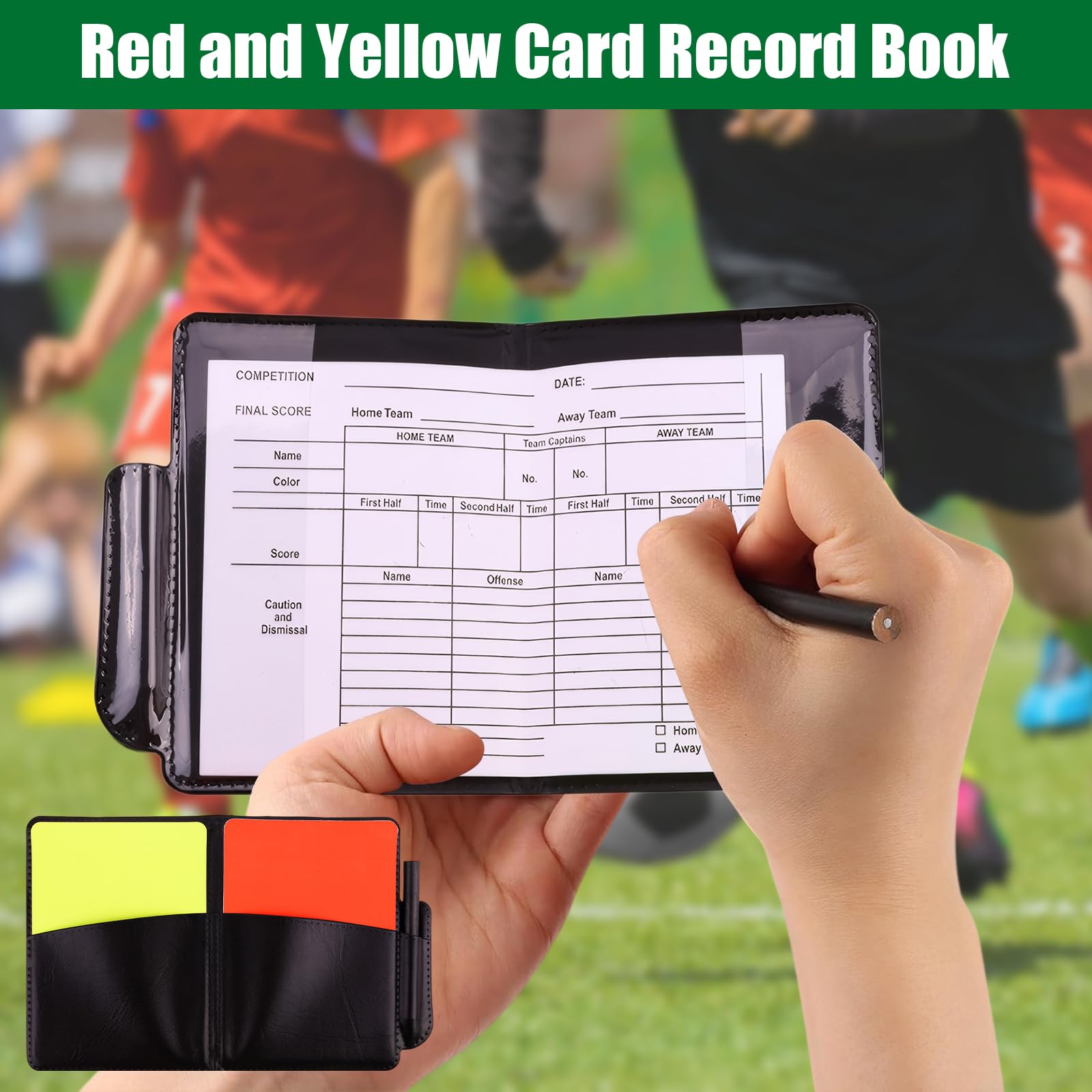 Juego de Árbitro Profesional con Silbato, Tarjetas Roja y Amarilla, Tarjetero y Funda Protectora para Fútbol