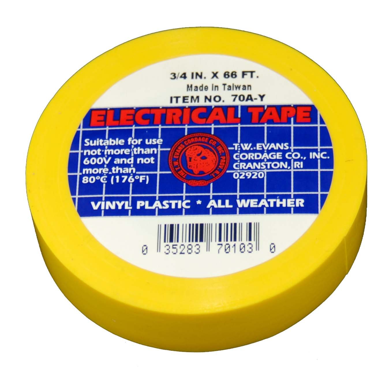 Bande électrique jaune T.w. Evans Cordage 3/4 x 66-feet pour isolation de câble