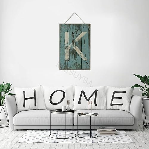 Vista 259 de Letrero colgante de madera con letra A, letrero de madera, decoración del hogar, 26 letras del alfabeto de metal, placa de madera, decoración