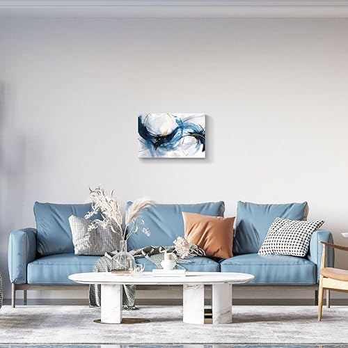 Miniatura 565 de Lienzo artístico para pared, pinturas de arte abstracto, fantasía azul, grafiti colorido sobre fondo blanco; decoración artística moderna para sala