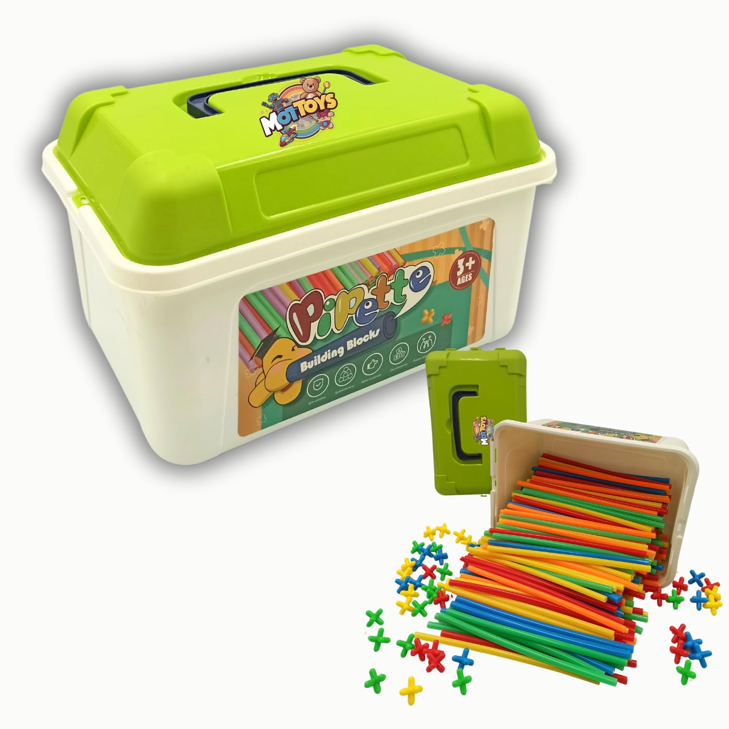 500 Pcs Fort Building Kit - 250 Sticks, 250 Connectors Straw Constructor STEM Building Toys - Creative Indoor Buildable Kit for Kid - Outdoor Toys for Kid Ages 4-8 - DIY Interlocking Toys