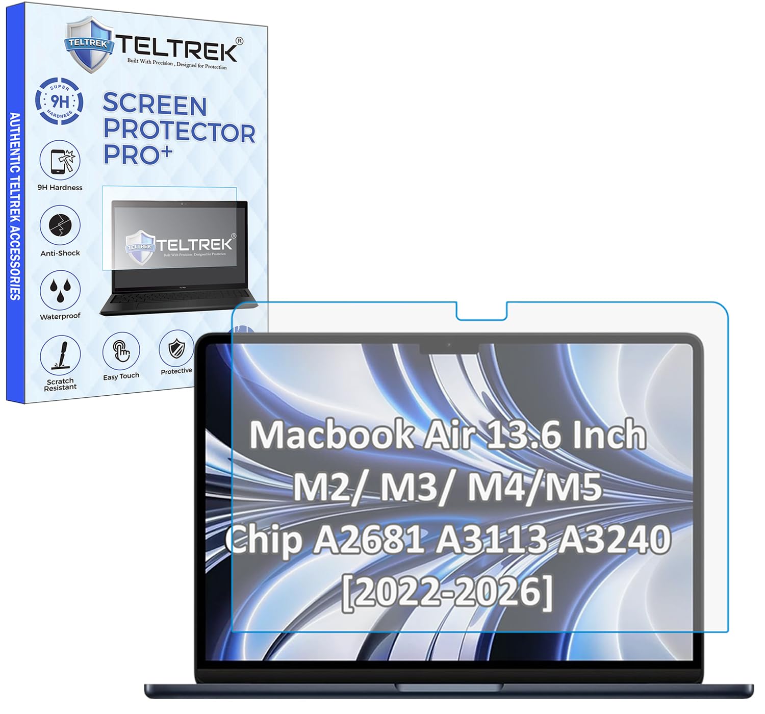 TELTREK Screen Guard Designed For Macbook Air 13.6 Inch M2/ M3/ M4 Chip A2681 A3113 A3240 [2022-2025] Flexible Fiber 9H Hardness Screen Protector Not a Tempered Glass-image-18
