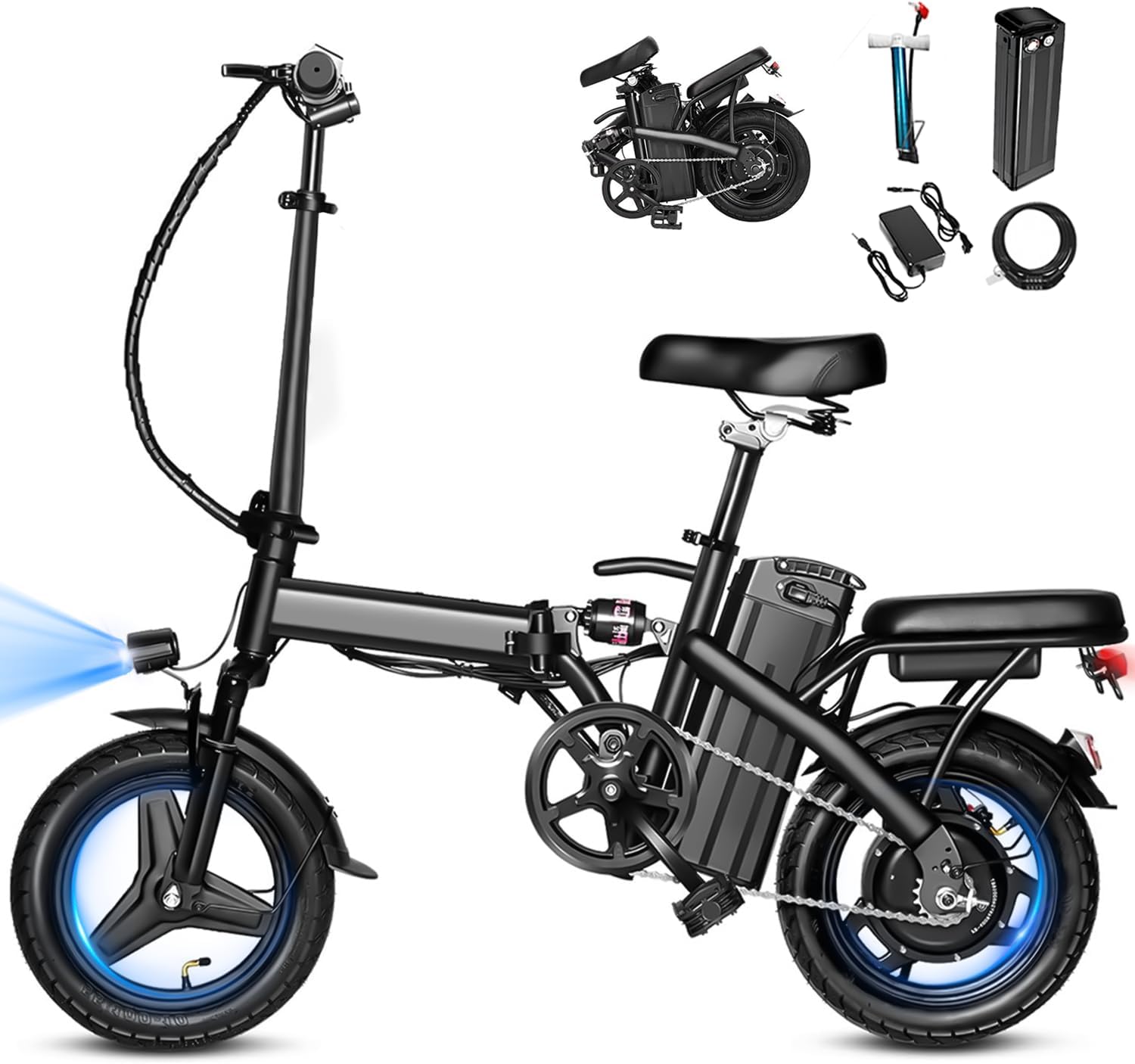 APYEAR Electric Bike for Adults, Ebike, Electric Bicycle with 576WH Removable Battery,14″/26″ Folding Ebike, 20MPH,20+ Miles,500W/750W High Motor,Multi-Shock Absorption,Commuting Mini E Bikes