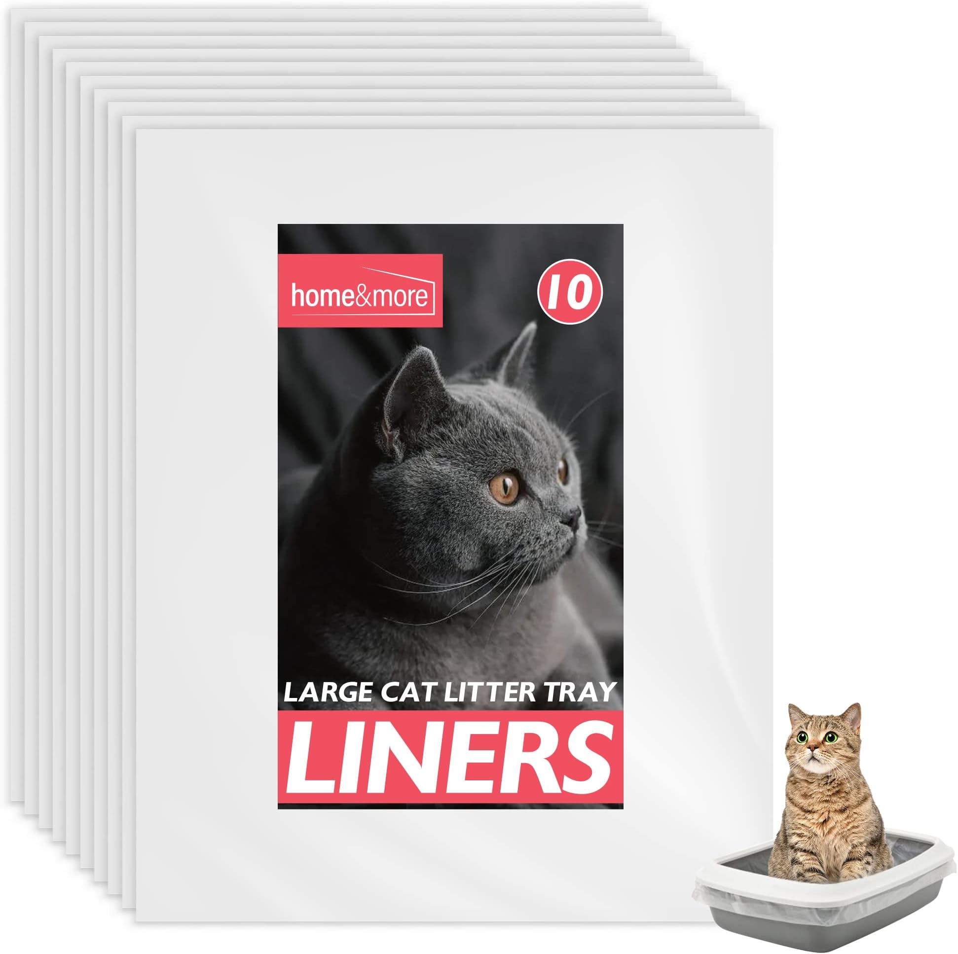 SOL 10pk Extra Large Cat Litter Tray Liners, 56cm x 70cm Thick Leak Proof Litter Bags, Tear-Resistant and Leak Proof Design for Easy Cleanup, Fit to Small to Large Cat Tray, Effortless Setup & Removal