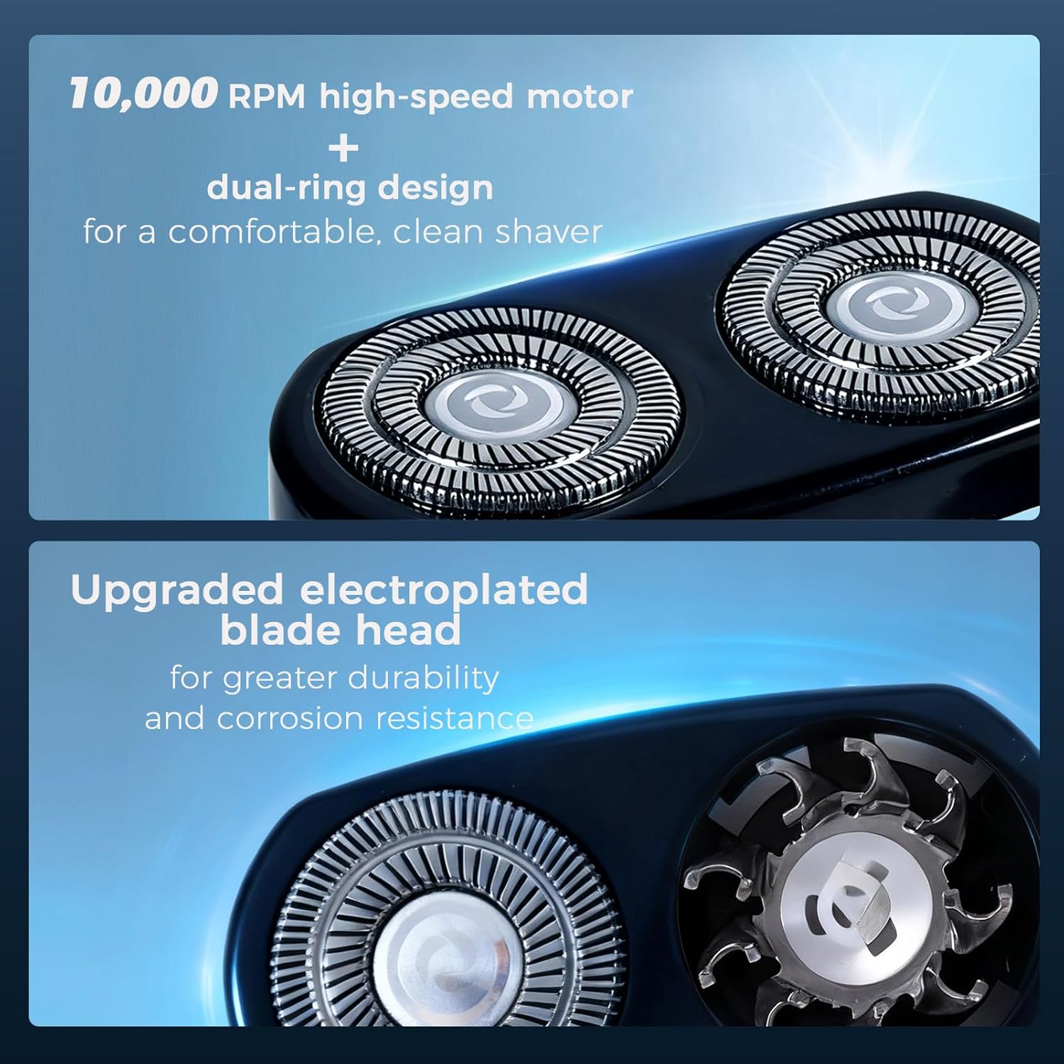 Mini Portable Electric Shaver for Men Double Head Travel Razor USB-C Rechargeable 2 Pack Black Travel Shaver for Men Dry Shave Detachable Head Washable Razor Easy Cleaning Send to Parents Boyfriend - Image 2