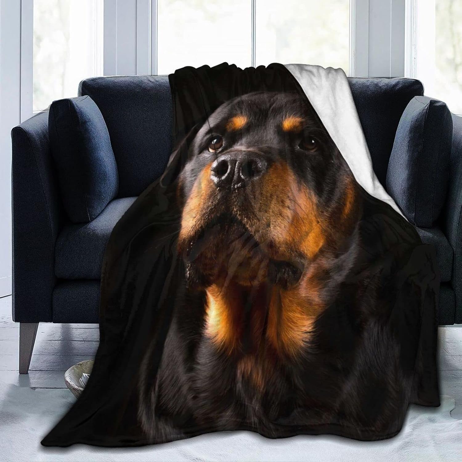 Rottweiler Cute Dog Charm Quiet Full Fleece Throw Cloak Wearable Blanket Flannel Fluffy Comforter Quilt Nursery Bedroom Bedding Decor Ornaments Queen King Size Plush Soft Cozy