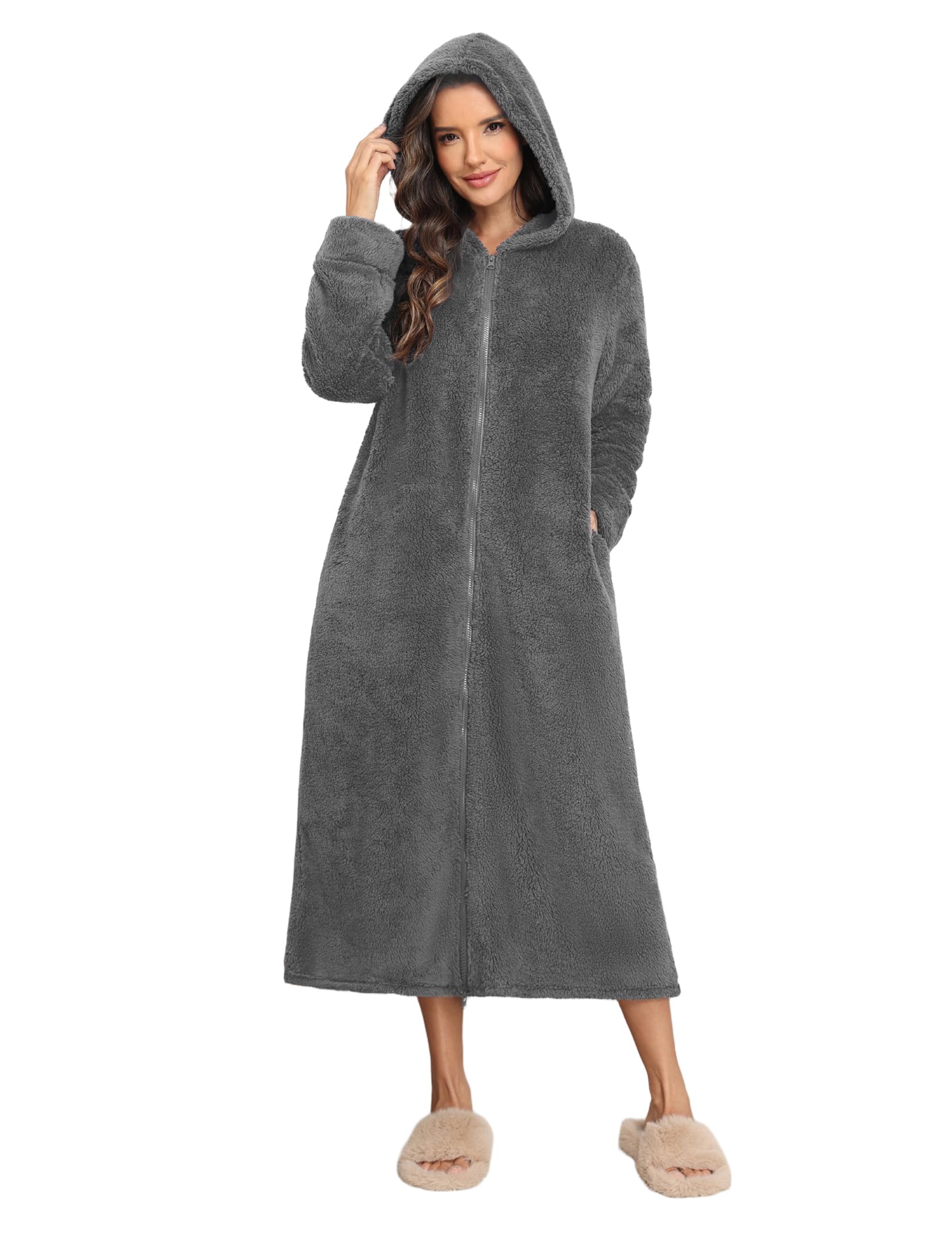 Ekouaer Zipper Fleece Robe