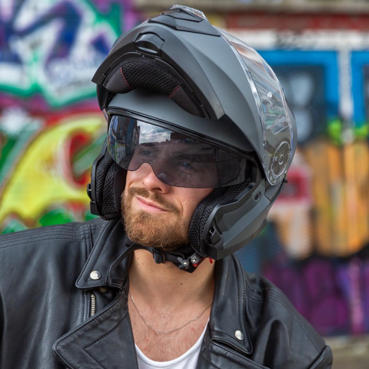 VINZ Busan Casco Modular con Visera Solar | Casco Moto & Scooter & Ciclomotor | ECE 22.06 Homologado | En Tamaño XS - XXL | para Hombre y Mujer — view 8