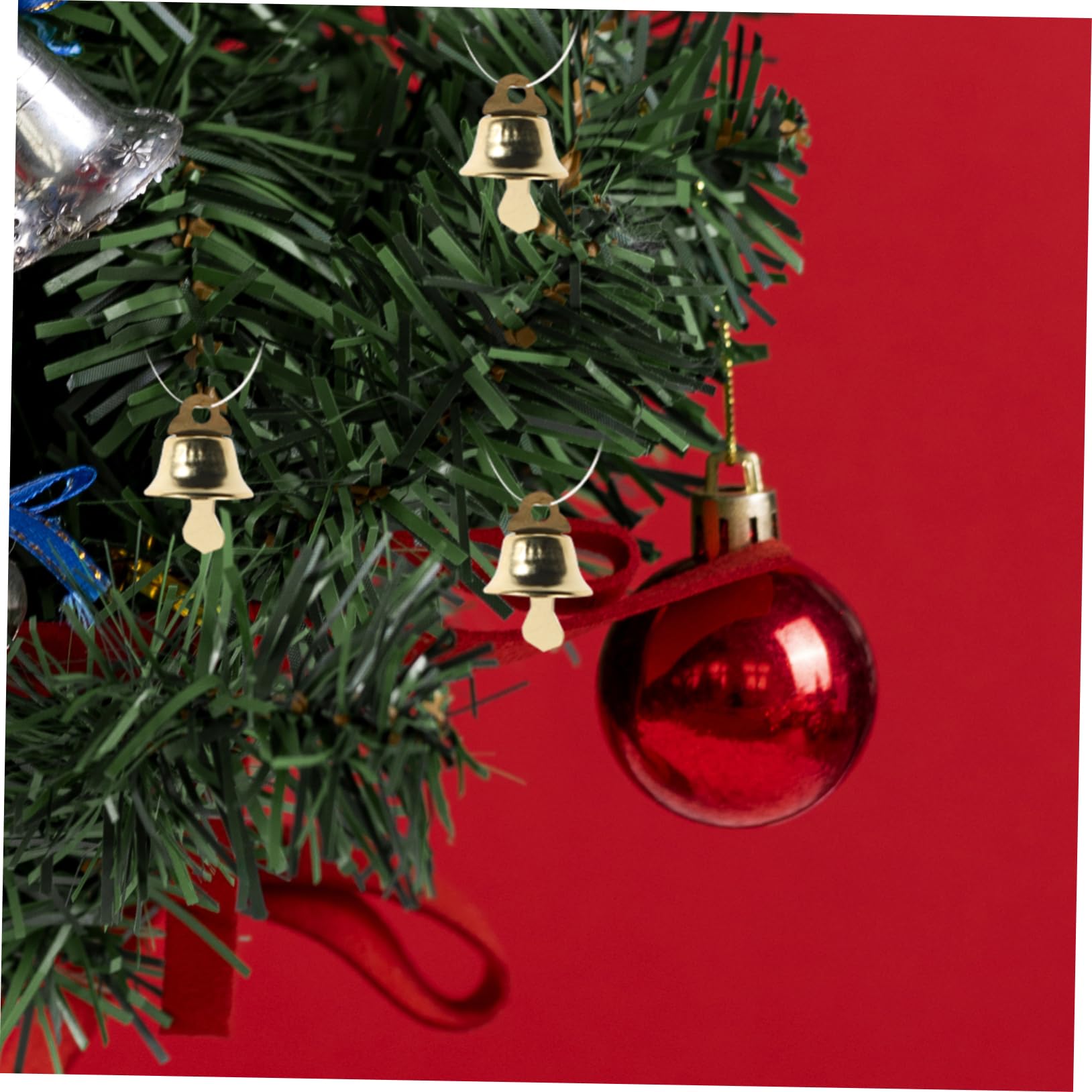 SHOWERORO Ciondolo a Campana Natalizia Mini 14 Mm Dorato Accessori Fai Da Te Per Decorazioni Albero Di Natale Set Da 120 Pezzi Campane Pendenti Per Artigianato e Regali Creativi Natalizi