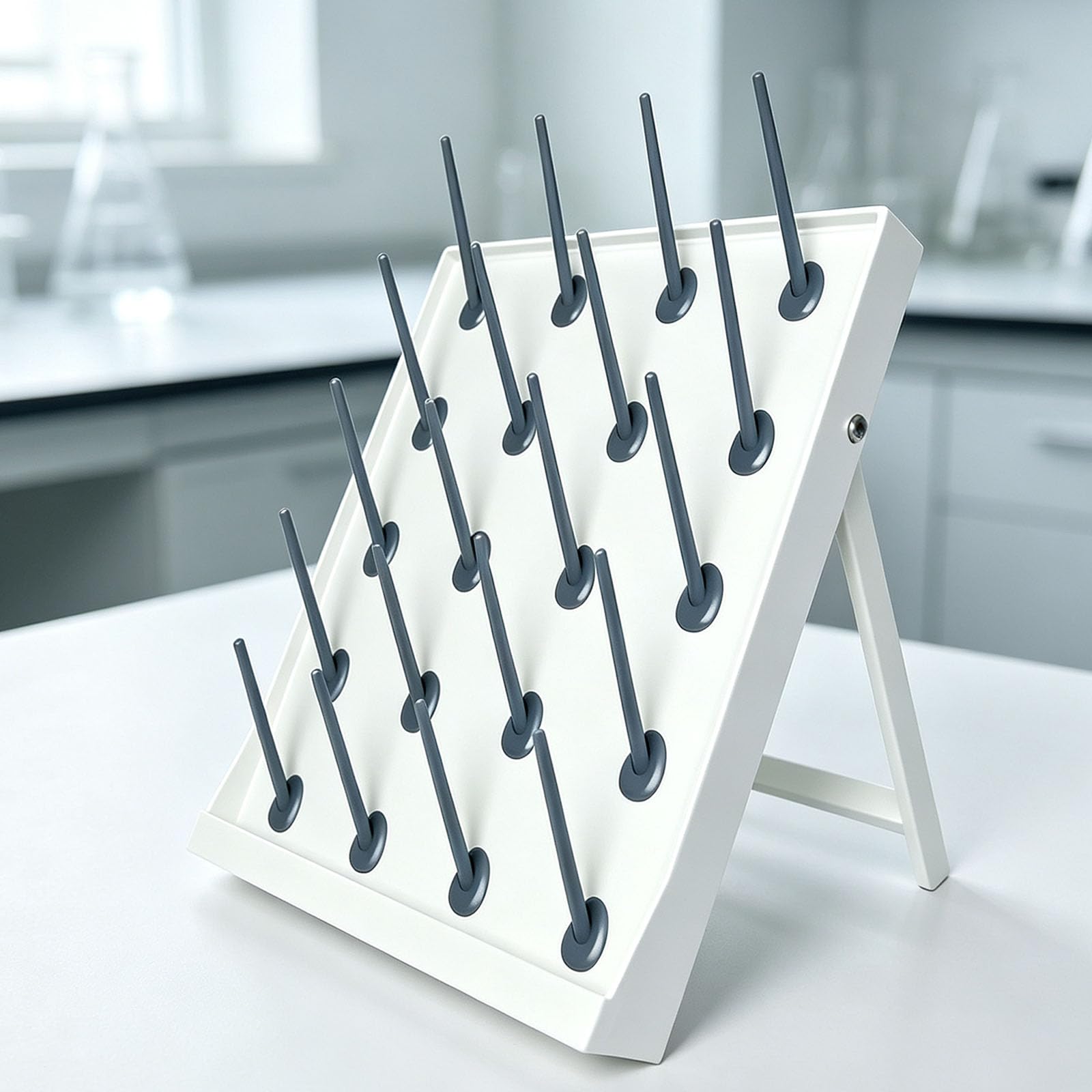 Estante De Secado para Laboratorio, Estante De Almacenamiento De Material De Vidrio De Laboratorio con Clavijas Desmontables, Distancia Entre Columnas De 95 Mm, Diseño Móvil, para Tubos De