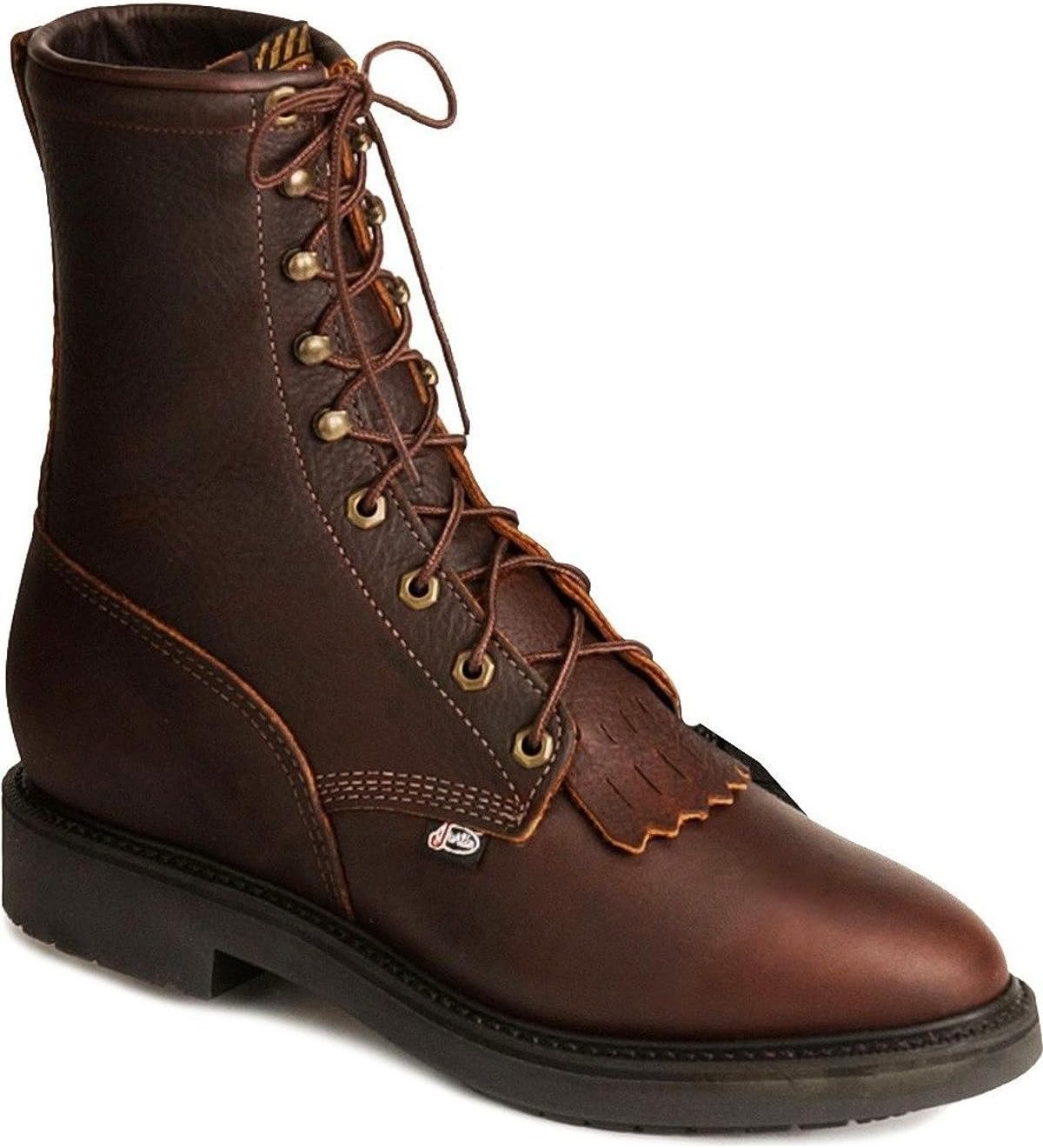 Justin Original Men's 8" Lace-Up Work Boot Steel Toe Tobacco 10.5 EE US