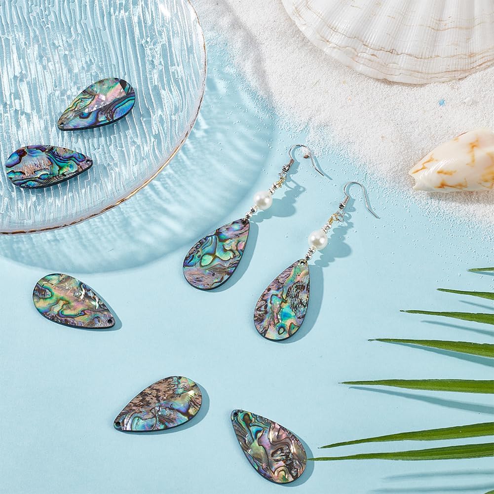 BENECREAT 8Pcs Heart Teardrop Abalone Shell Charms, Natural Abalone Shell Pendants for DIY Craft Anklet Necklace Bracelet Findings Making - Image 4