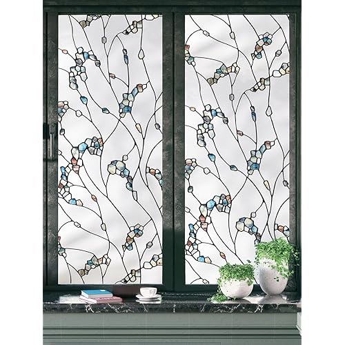 Artscape Elements | Privacy Window Film with Vibrant Colored Pattern | Non-Adhesive & UV Protection | Easy to Apply & Removable | 24 x 36 Inches | Made in USA
