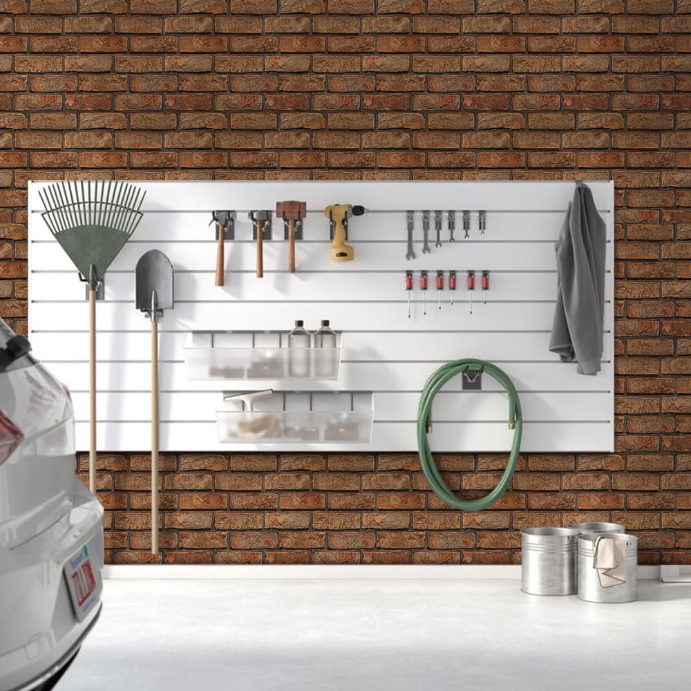 COMSTICKC 3D Wandpaneele Selbstklebend Ziegeloptik, 10 Stück, 3D PVC Wandverkleidung Steinoptik Wandaufkleber 3D Tapete, 30 X 30 CM Wall Panel für Wohnzimmer,Schlafzimmer,Küche, Braun