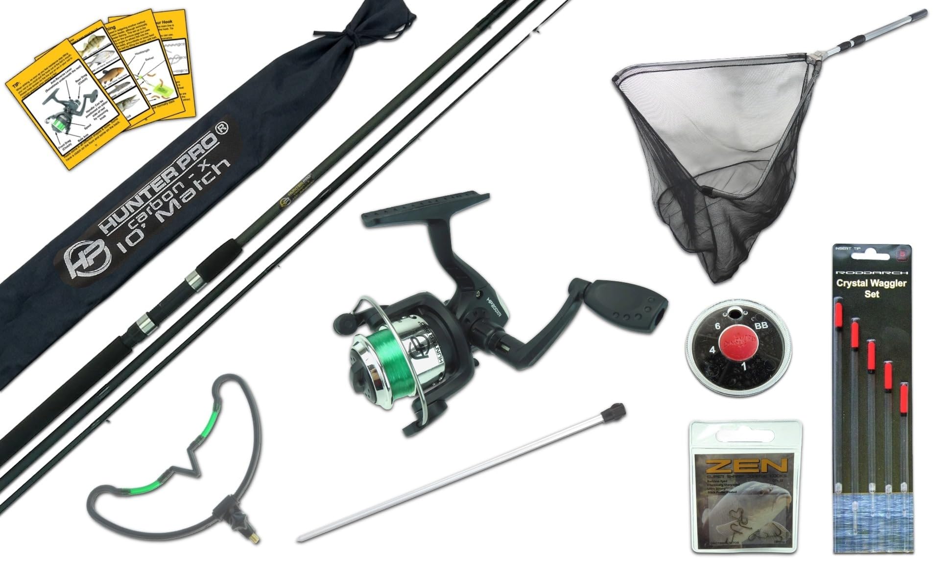 Hunter Pro 10 ft Carbon-X Fishing Kit: 3-Piece Float Match Rod, HP200XR Reel, Telescopic Landing Net & Full Tackle Set