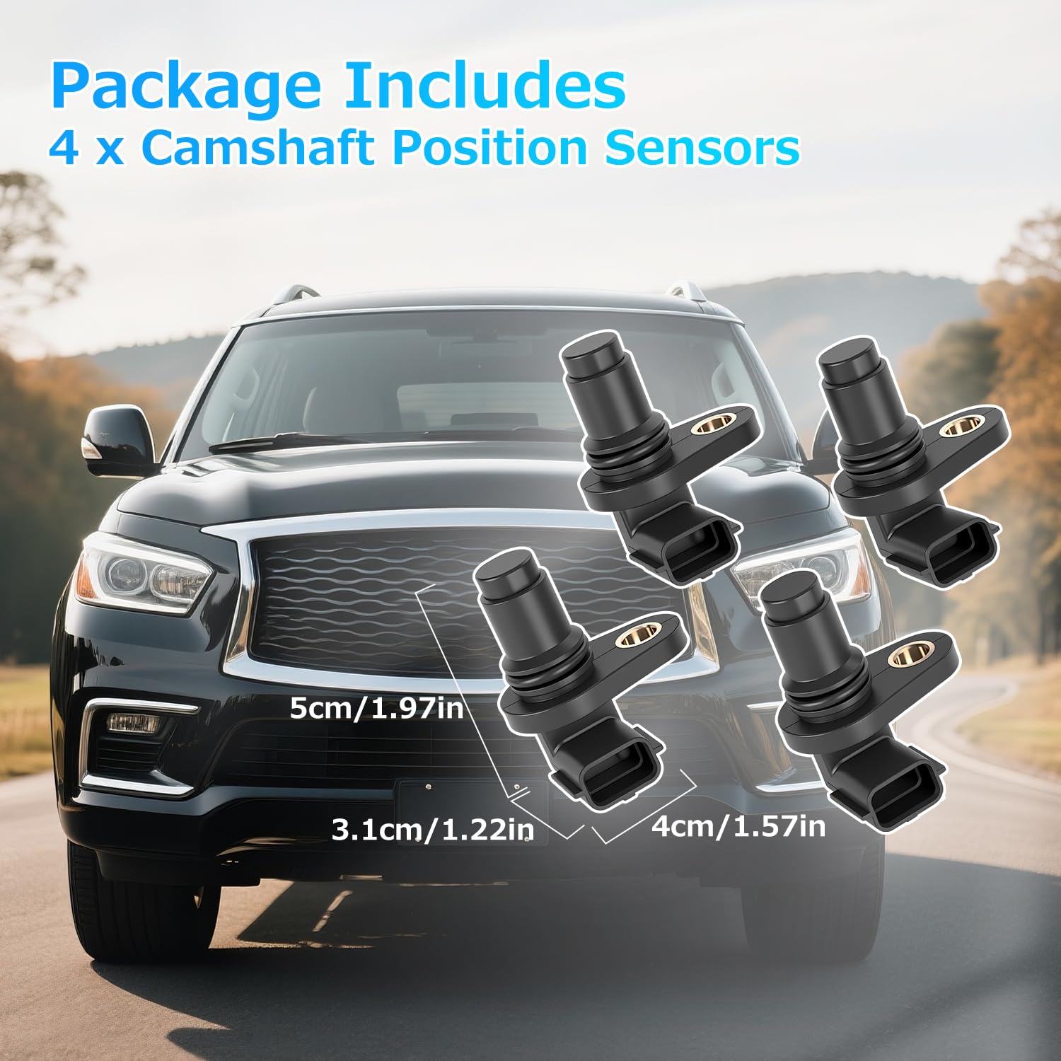 4Pcs Camshaft Position Sensors fit for Infiniti FX50 M56 Q70 Q70L QX56 QX70 QX80 Nissan Armada Titan XD 2017-2020 Camshaft Position Sensor Kit Replaces 23731-1CA1A 23731-1CA1B 1800757 2351710