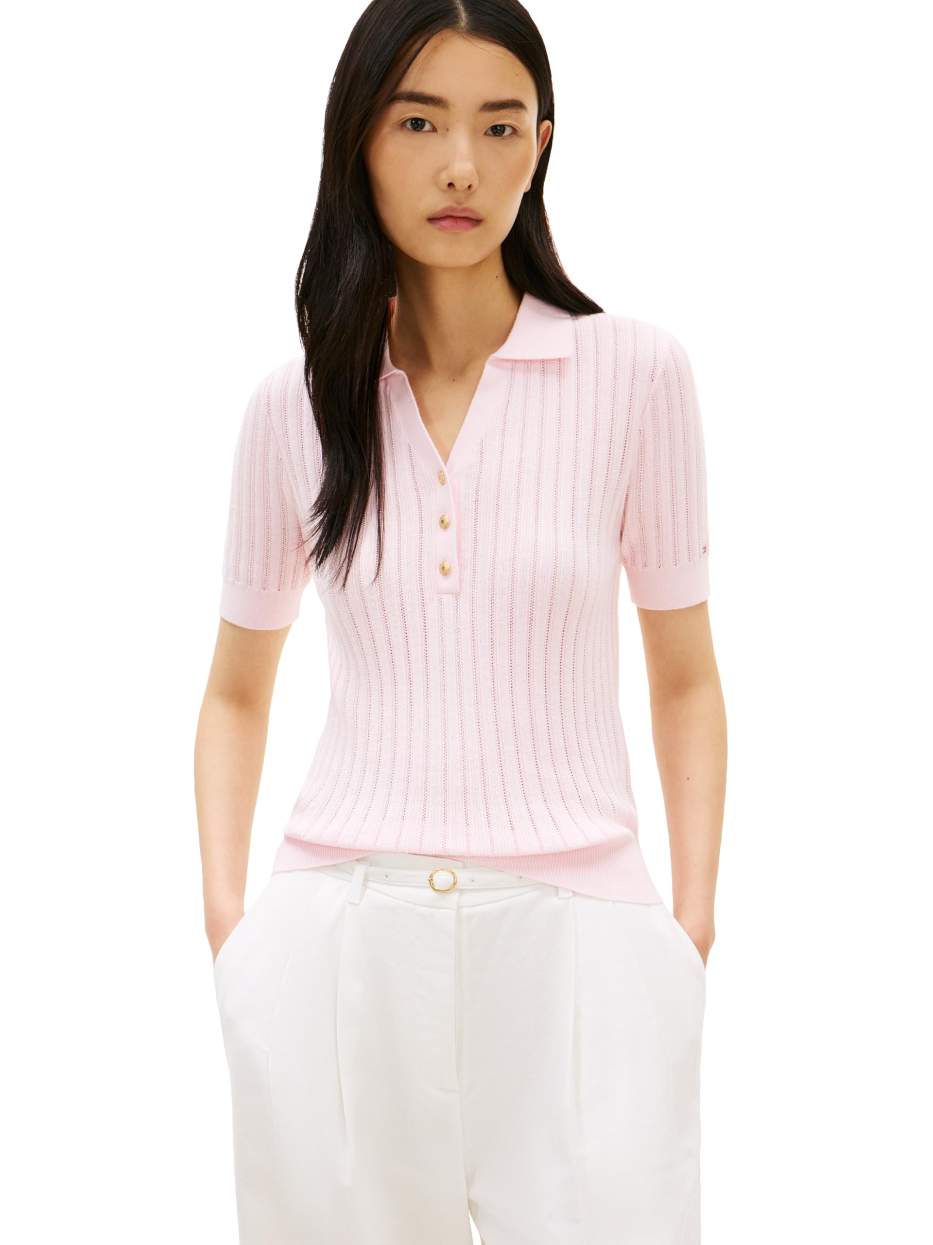

                                                    Tommy Hilfiger Women's Pointelle Rib Short Sleeve 