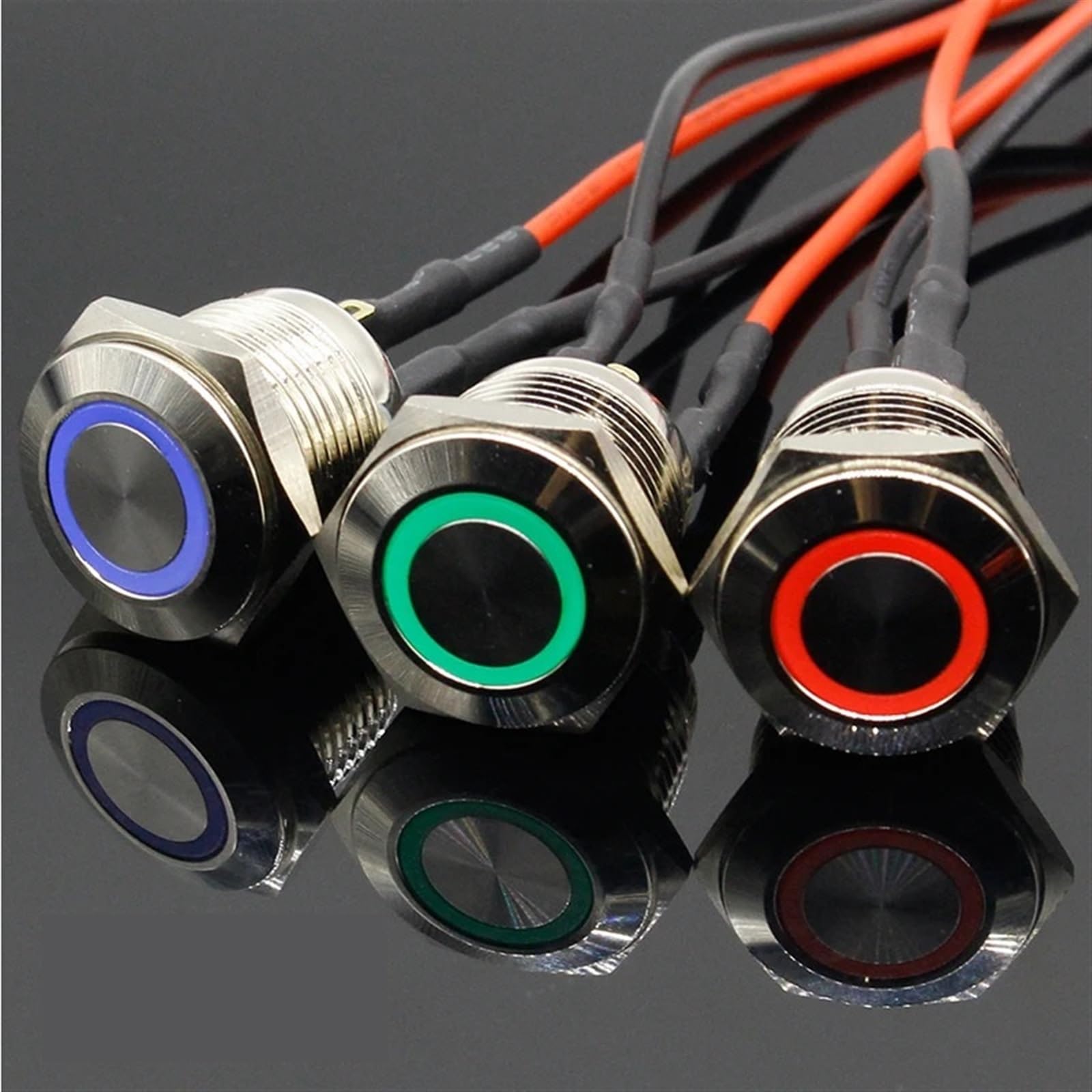 Interruptor de metal de 16mm 220V con LED verde y reinicio automático de alta durabilidad 7