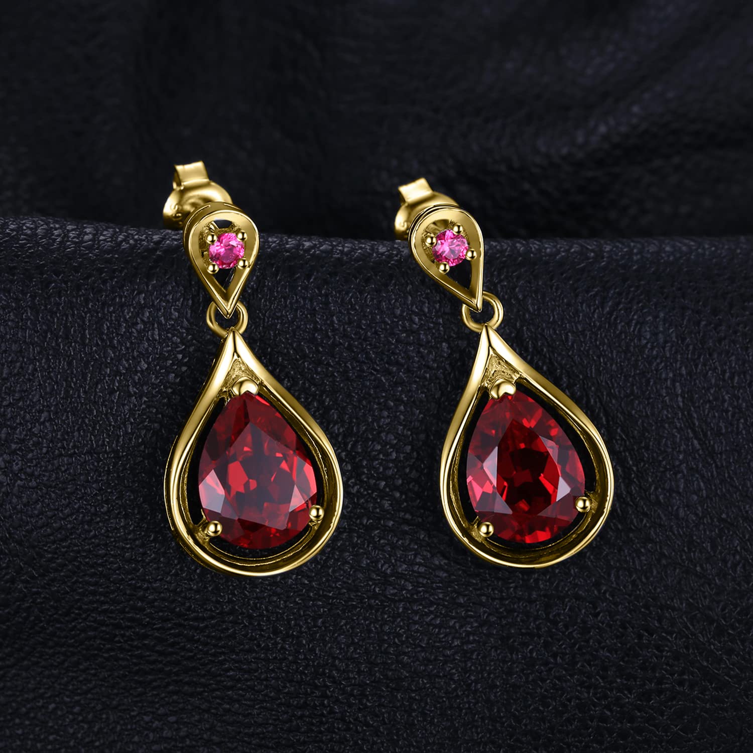 JewelryPalace Infinity Tropfen 8.8ct Erstellt Rubin Ohrhänger Ohrstecker Silber 925 Damen, Rot Stein Schmuck Set, Ohrringe Silber Unendlichkeit Edelstein Mädchen Schmuck, Geschenk Frauen Rosegold Gold
