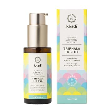 KHADI TRIPHALA TRI-TOX Ayurvedic Elixir Skin & Soul Body Oil, 100% Natural, Herbal & Vegan, Promotes Detoxification and the release of impurities, 1.69 oz