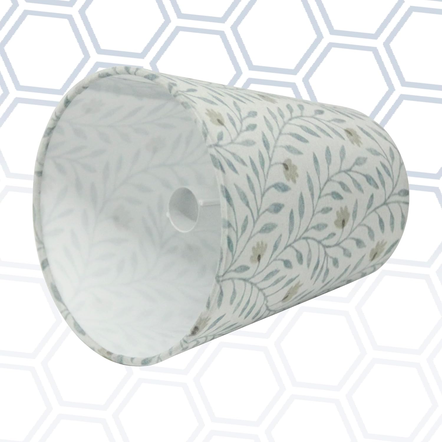 Maxax Small Lamp Shade 6x6.5", Botanical Vine Pattern Poly-Cotton Replacement Lampshade for Table Lamps & Chandeliers, Leaf Print Light Cover, White, Suitable for E12 Bulbs