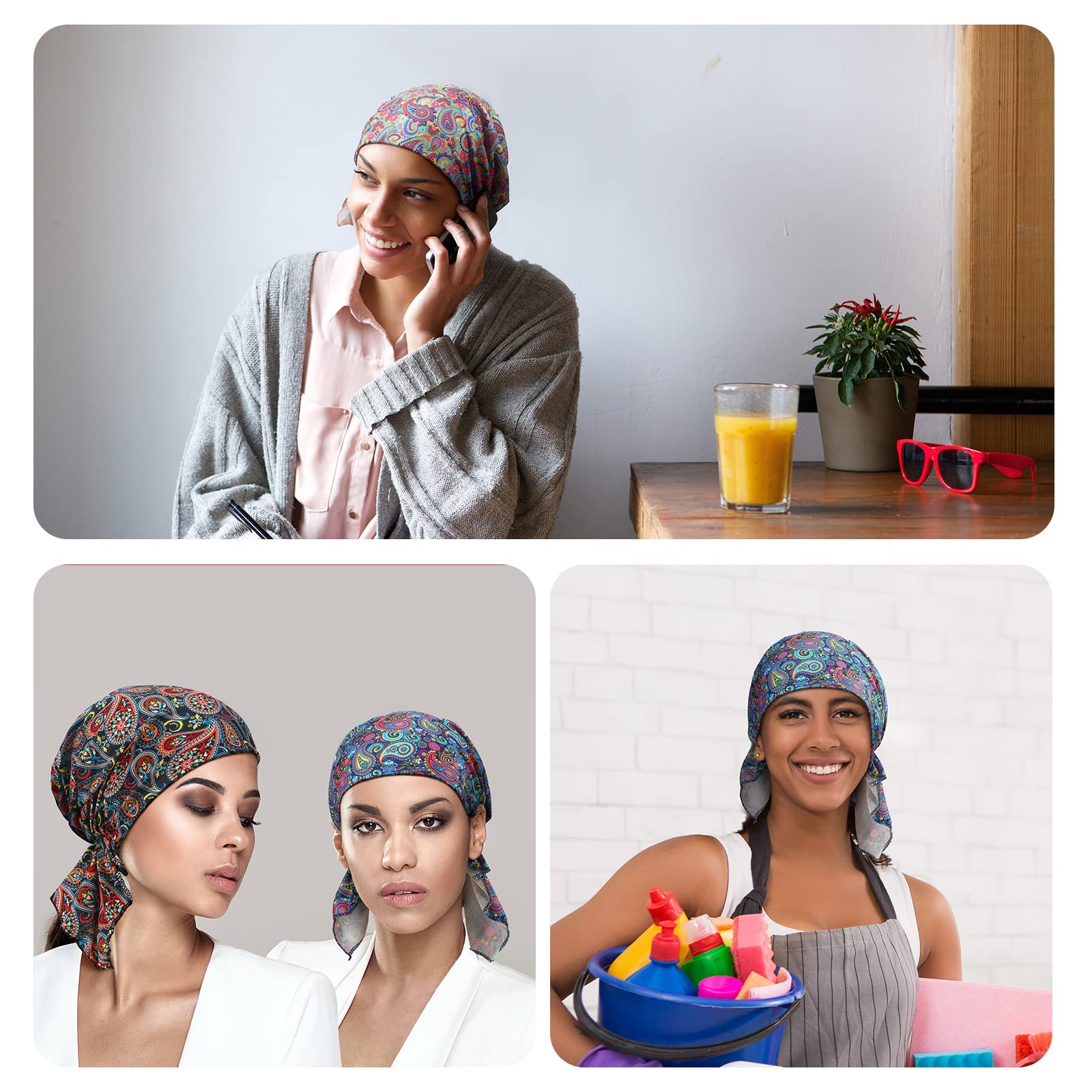 Geyoga 6 Turbante da Donna per Chemio Bandana in Cotone per Capelli (Stile alla Moda)