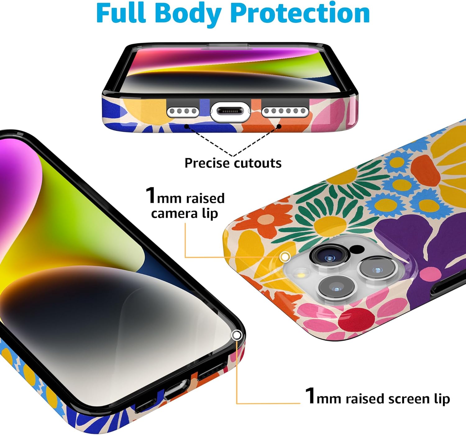 Casely iPhone 15 Pro Case | Flower Patch | Multi-Color Floral | Compatible with MagSafe | Classic Ultra Slim Design