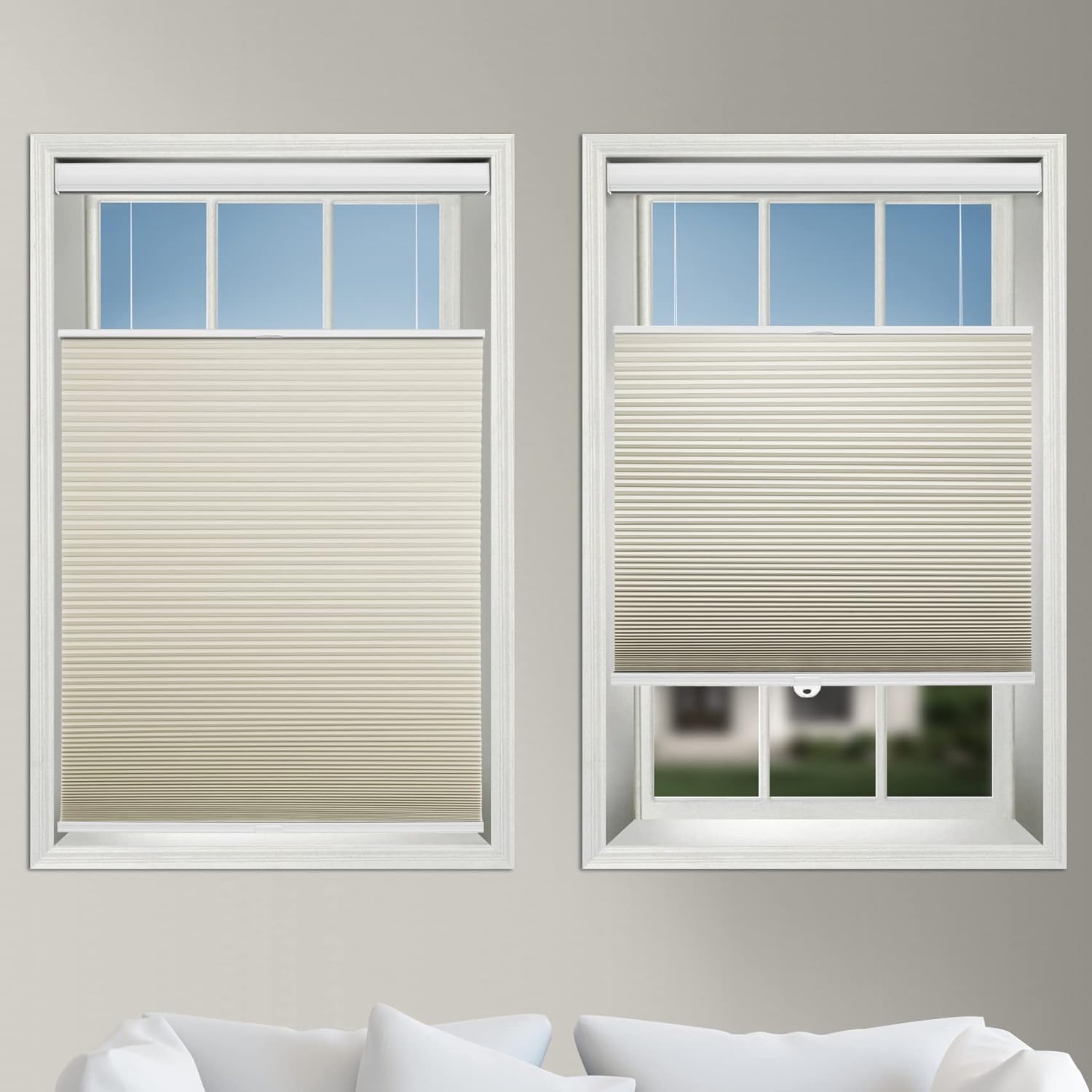 ABOCIDE Custom Blackout Cellular Shades Cordless, Top Down