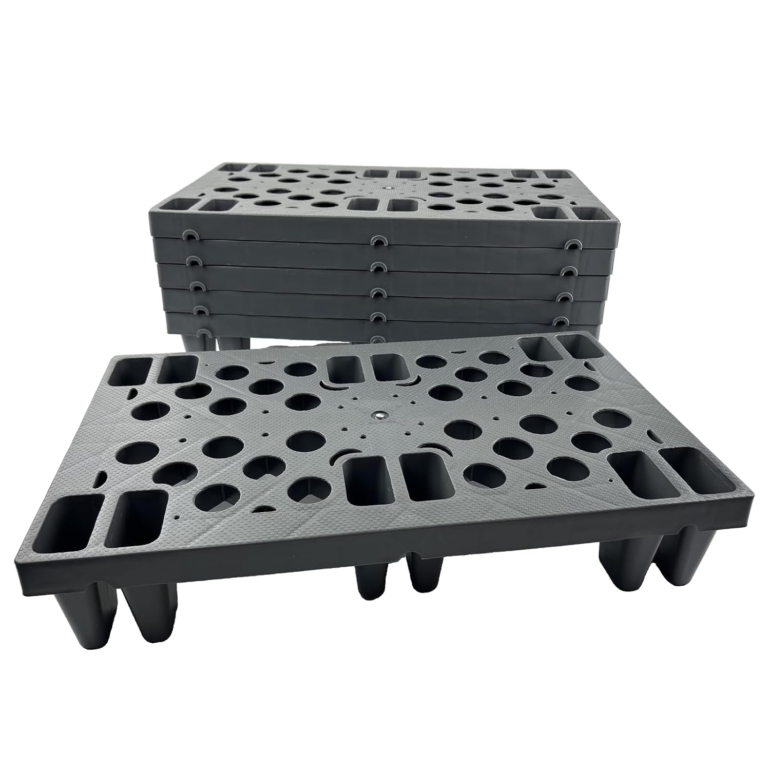 6-Pack Grey Plastic Pallets 19.7x11.8, Heavy Duty HDPE