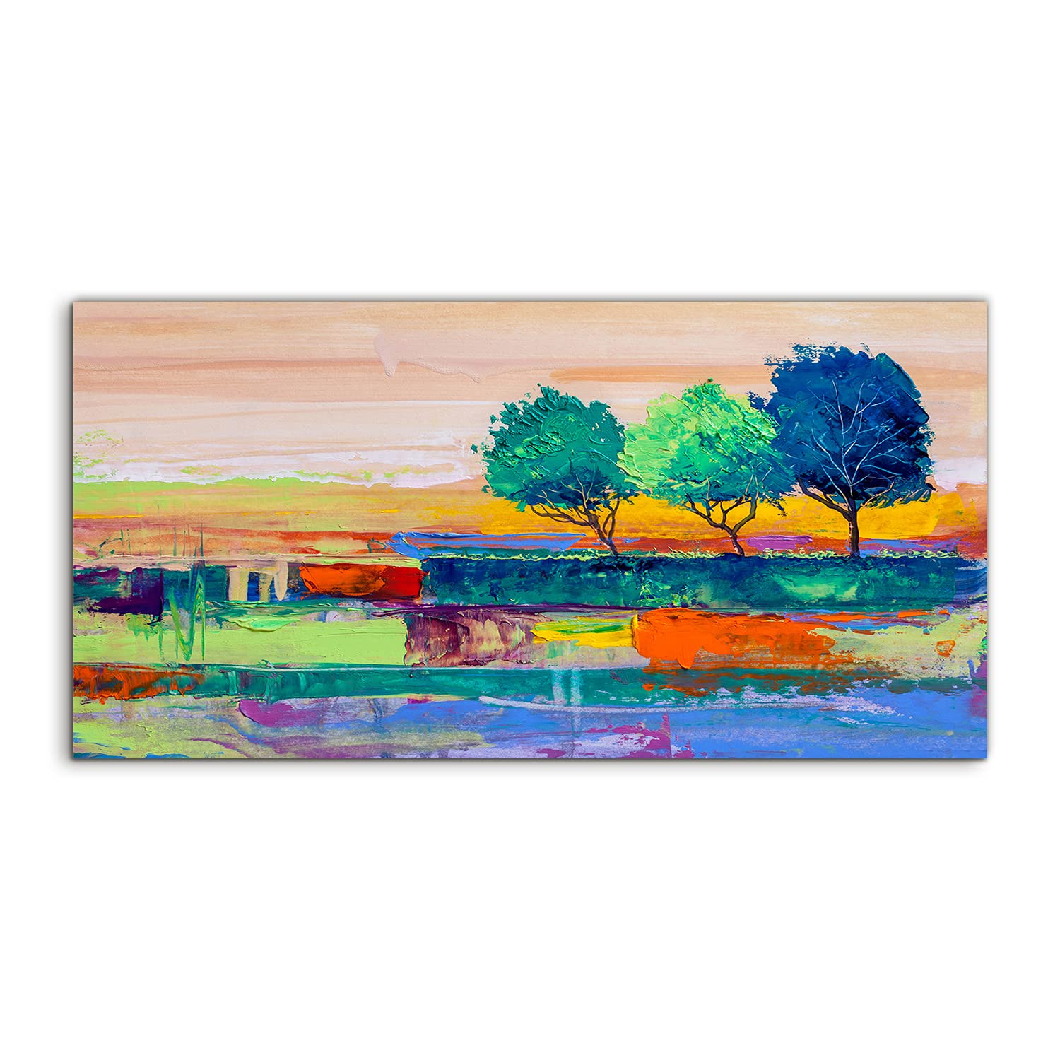 Coloray Pintura acrílica Vidrio Acrílico 120x60cm Cuadro De Pared Sala De Estar Arte Mural - Hojas de árboles de arte