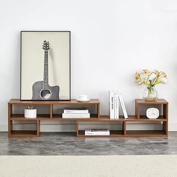 2 Pieces Cube TV Stand, L-Shaped TV Console Stand for 45-70 Inch TV, Deformable Open Storage TV Entertainment Centers for Home Living Room Bedroom, Office Walnut Brown