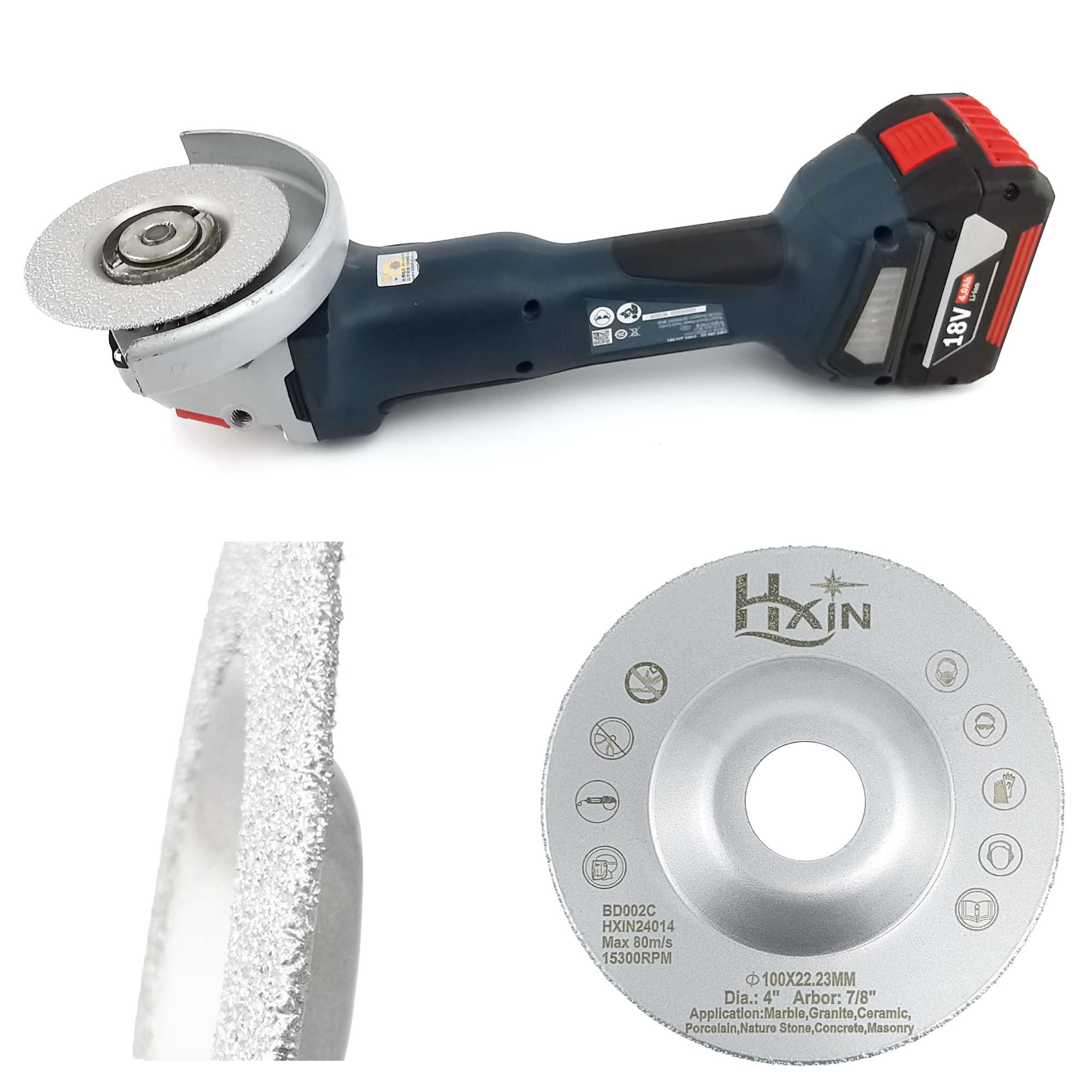 Disco diamantato brasato per profilatura su granito, marmo, piastrelle di ceramica, porcellana, pietra naturale, muratura, per uso a secco, 22,23 mm, albero collegato alla smerigliatrice angolare