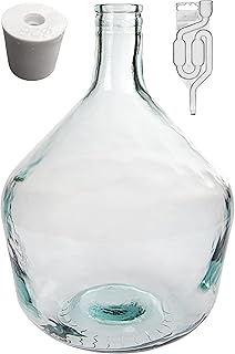 Weinballon Set mit Gärröhrchen und Gummistopfen - Handgefertigtes Glas aus der EU - Glasballon für Wein, Met und Bier - Hochwertiges Gärgefäß zur Fermentation und Lagerung (10L)